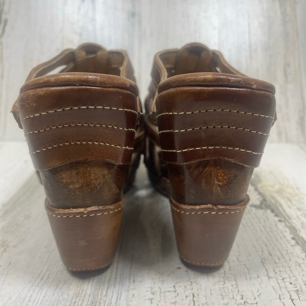 Bed Stu Brown Woven Leather Josie Wedge Sandals 7.5 - Picture 9 of 10